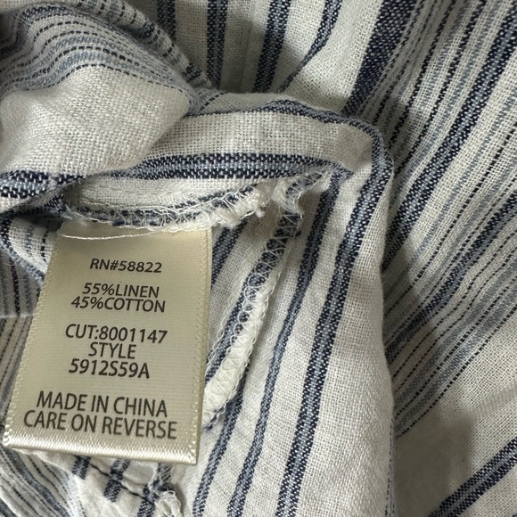NWT Max Studio Blue White Striped Linen Blend Mini Dress Pockets Coastal Preppy - Picture 5 of 5